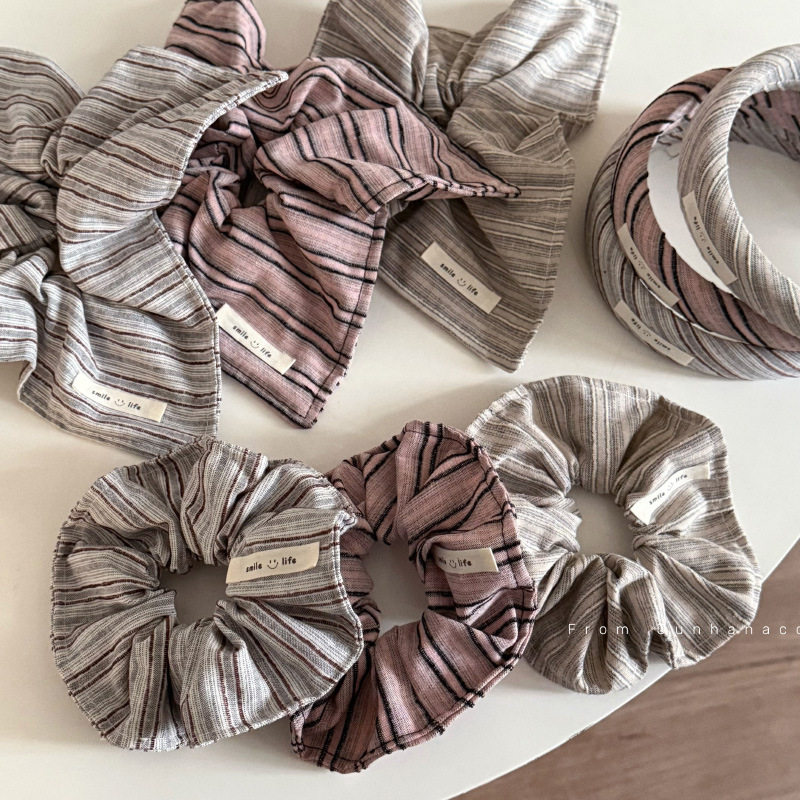 韩系甜美百搭条纹大肠发圈方巾发夹新款高颅顶发箍扎马尾头绳发饰,淘宝优惠券,粉丝福利购,淘宝优惠卷