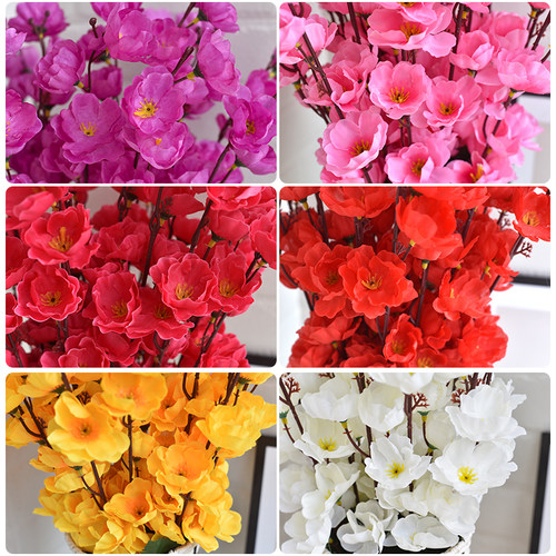 仿真桃花枝客厅假腊梅花樱花塑料花摆件室内吊顶装饰假树造景落地 - 图2