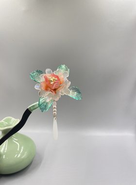 铜合金古风原创琉璃发簪花枝流苏日常旗袍汉服发饰日常百搭清新