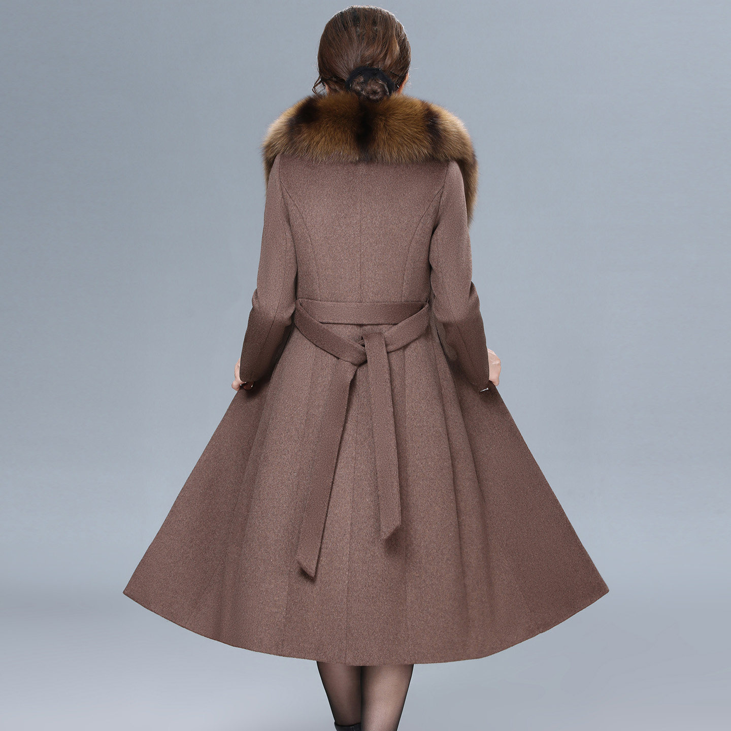 狐狸毛领羊绒大衣女款2025新款冬加厚气质大码胖mm羊毛呢子外套,淘宝优惠券,粉丝福利购,淘宝优惠卷