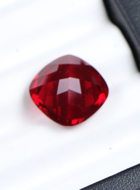 培育红宝石RUBY潮肥正方垫形枕形鸽血红裸石戒指戒面宝石项链配石