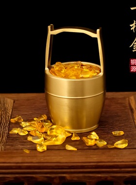 黄铜创意中式客厅小水桶摆件装饰