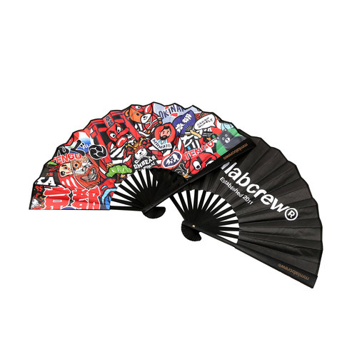 mmlabcrew kyoto京都限定复古和风图案绢布传统日式折扇 - 图1