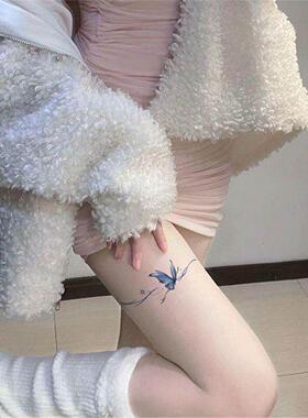 雪花兰蝴蝶 高颜值小众彩色纹身贴防水持久锁骨大腿辣妹新款仙气