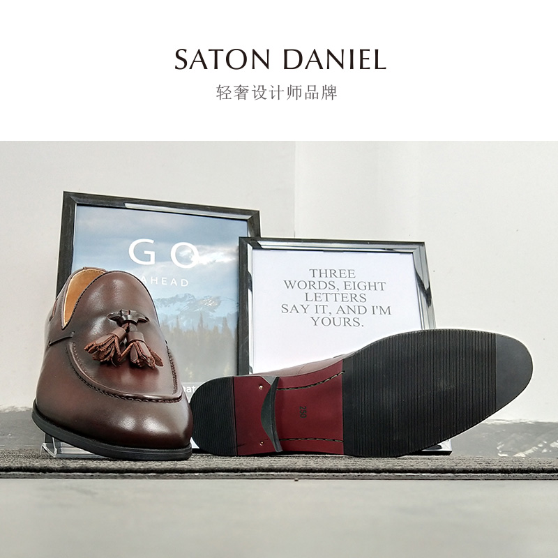 Loafer乐福鞋男鞋英伦真皮鞋流苏商务休闲韩版men套脚一脚蹬Shoes-图1