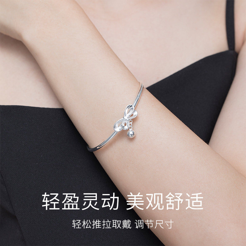 999纯银手镯女年轻款实心银饰手环 johnsongem手镯