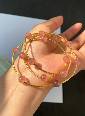 天然红草莓晶手链转运桃花手串女