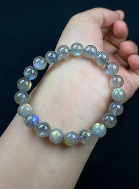 天然彩虹光月光石手链拉长石手串