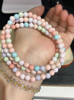 落入人间的彩虹石水晶三圈手链