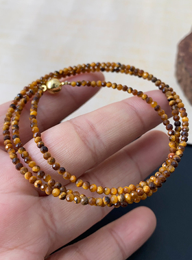 天然黄虎眼石手链极细款多圈手串