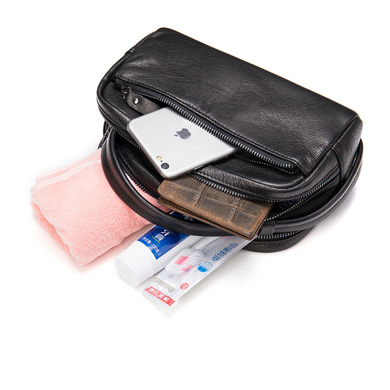 真皮方形男包手拿包时尚复古男士头层牛皮横款休闲包超软商务手包 - 图0