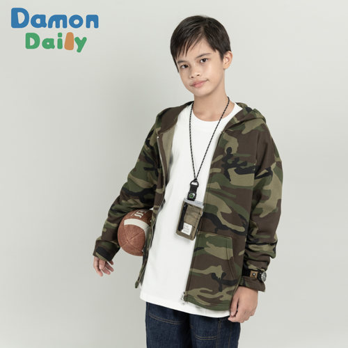 26秋季男女童日系DD棉质迷彩外套 企鹅刺绣连帽卫衣 DAMON DAILY - 图0