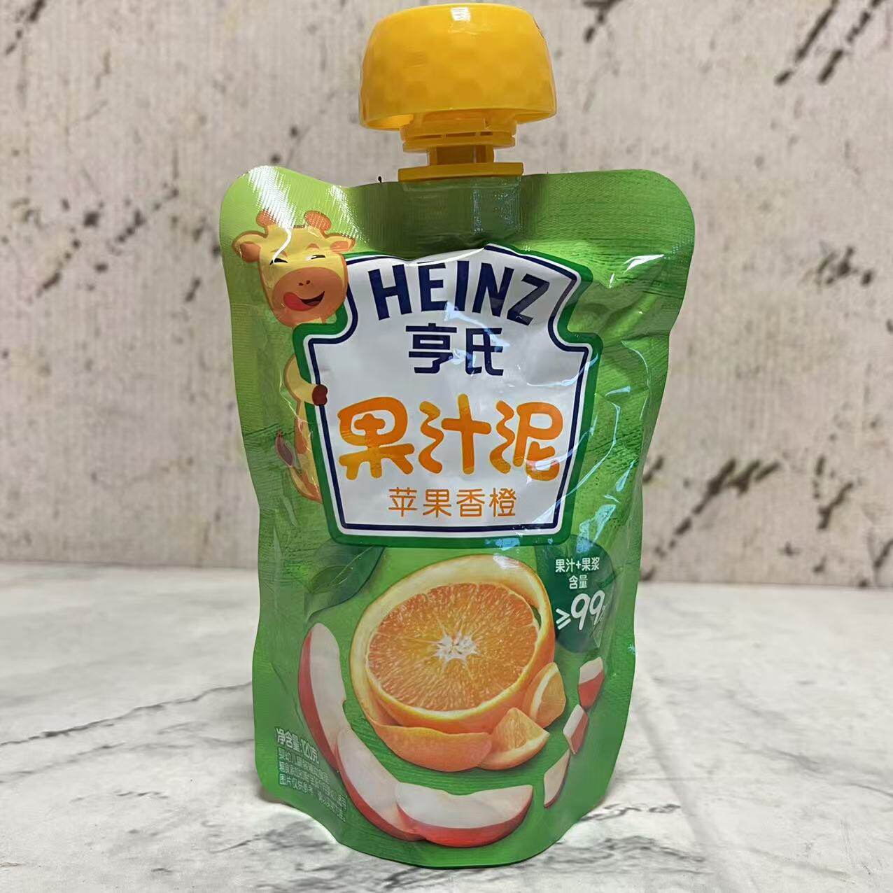 临期特卖 亨SHI苹果草莓香橙蓝莓果汁泥120g 即食宝宝辅食果泥