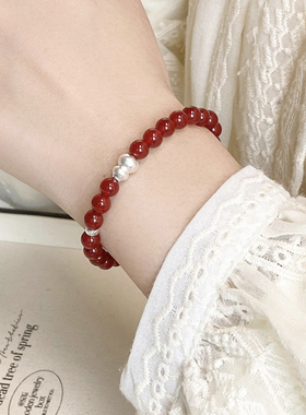 猫蛰S925银红玛瑙古法葫芦手链