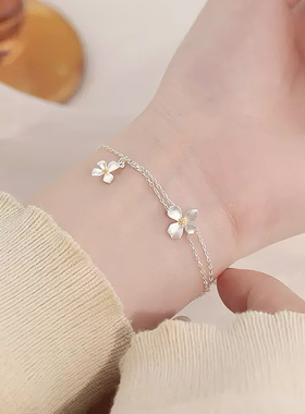 猫蛰S925栀子花双层手链