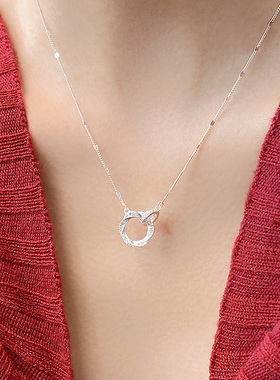 猫蛰S925纯银莫比乌斯相扣项链