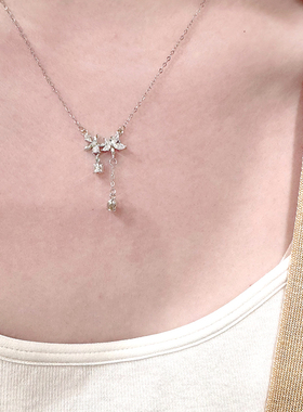 猫蛰S999足银铃兰花流苏项链