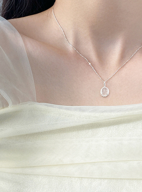 猫蛰S925纯银天然白玉髓项链