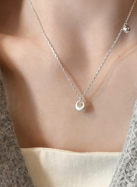 猫蛰S925银磨砂称心如意秤砣项链