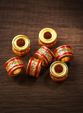 金臻金店同款国韵传承鸿运绵绵转运珠镶钻项链吊坠沙金DIY配件