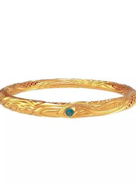 金臻保色2025新款哪吒魔童降世乾坤圈镀24k仿黄金色沙金手镯饰品