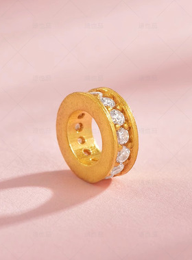 沙金镶彩宝锆石跑环隔珠diy手链手串珠项链隔片材料饰品配件