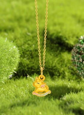 金店同款独角兽吊坠生肖马手串挂坠转运滴溜女手链沙金配件