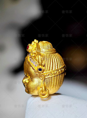 沙金手链吊坠黄财神佛头吊坠黄金色痛金真空电镀转运珠配件饰品