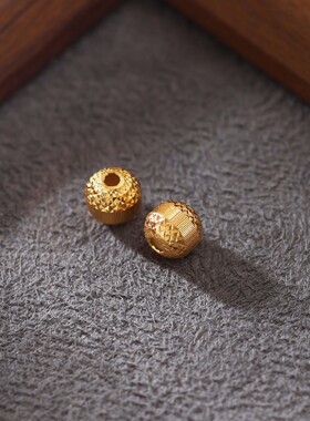 925银镀金南瓜珠车花珠转运珠蹦迪珠散珠隔珠手工串珠diy饰品配件