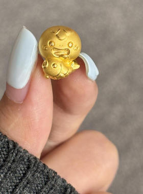 蛇年生肖小锦鲤蛇本命年黄金色转运珠沙金串珠diy配件女生轻礼物