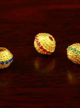 镶嵌红绿蓝宝石飞碟珠隔珠子沙金配饰diy饰品手链项链配件