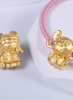 沙金hellokitty转运珠KT猫手串史迪仔安琪串珠手工diy配饰配件女