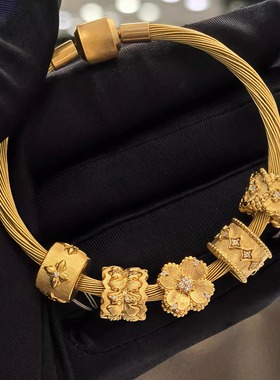 Charme宝贝四叶心语钻运珠沙金转运珠黄金色小串珠diy配件饰品