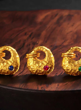 保色沙金锤纹小金坨胖福吊坠金坨坨项链盘缠手串珠百搭手链女