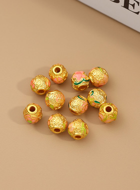 沙金十二月花丝珐琅串珠手链diy配件女转运珠路路通配饰