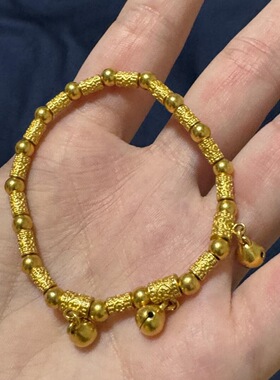 保色金店老铺同款九铃平安铃沙金手链女高颜值平安手串配件手饰