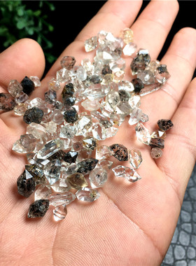天然水晶黑石墨碧玺幽灵流沙糖心
