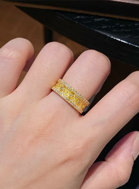 沙金爆闪亮钻十字金刚杵戒指女