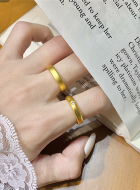 古法泥鳅背点钻素圈戒指情侣对戒