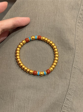 古法沙金苹果珠南红手串手链女