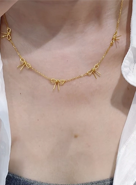 精美小细链迷你蝴蝶结五花项链女