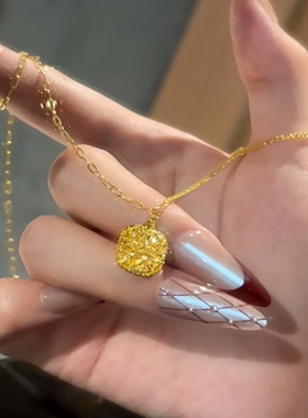 古法爆闪拉丝小方糖戒指女黄金色镂空镭射超闪小方块指环开口戒子