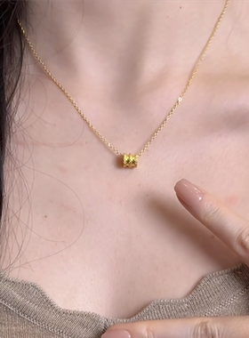 18k黄金色小蛮腰吊坠项链女
