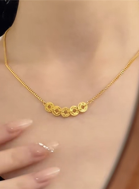 钱多多碎碎冰五帝钱项链女