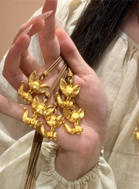 傲托腮娇狐狸吊坠编织绳项链女