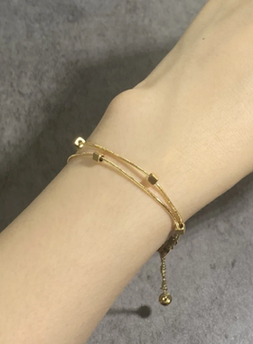 仿真黄金色亮闪闪小方块手链女