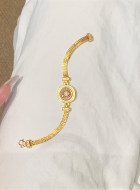 超闪粉钻玫瑰花窗可旋转罗盘手链