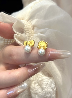 AB款hellokitty蝴蝶结耳钉耳环女