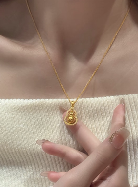 可旋转镶钻福禄葫芦吊坠项链女