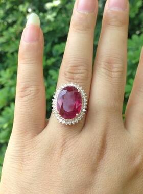 纯天然玫瑰金碧玺克拉裸石戒指